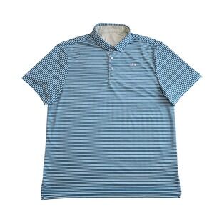 Good Good (Mens XL) Golf Polo Shirt Striped Blue‎ White Performance Stretch